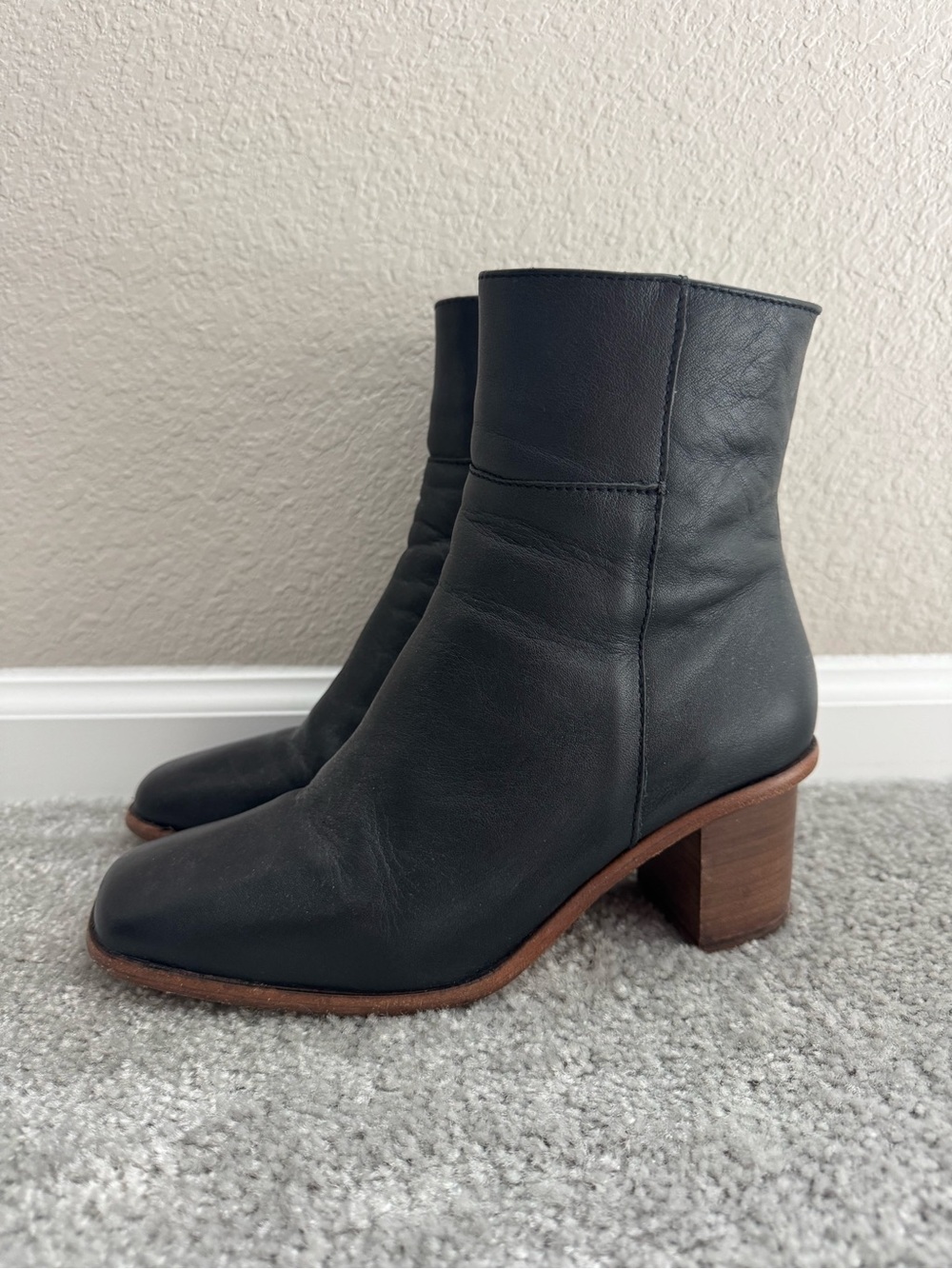 Portland Leather black ankle booties